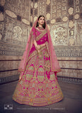 Rosy Pink Mexican Silk Bridal Wedding Lehenga Choli With Khatli Work Heavy Embroidery AA105