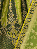 Mehndi Banarasi Silk Lehenga Choli With Embroidery Hand Work 5010
