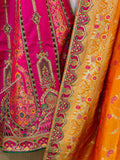 Hot Pink And Gold Orange Banarasi Silk Lehenga Choli With Embroidery Hand Work 5003 - Anaara ethnic