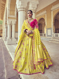 Lemon Color Heavy Gota Pati Patch Hand Work Pure Viscose Semi-Stitched Wedding Lehenga Choli 6002